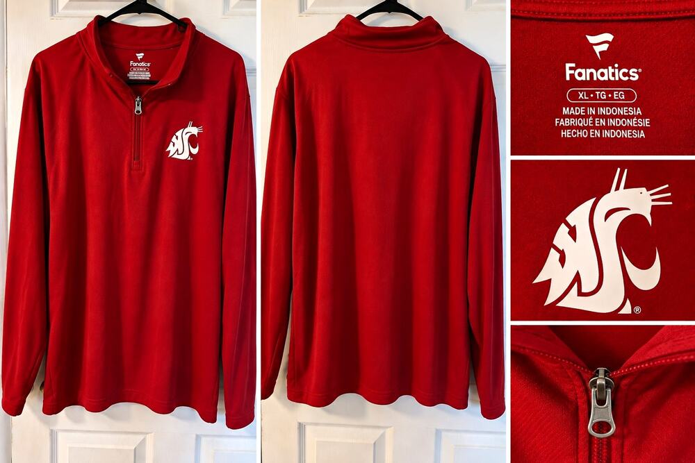 Fanatics Washington State Cougars 2XL Red 1/4 Zip Pullover Jacket